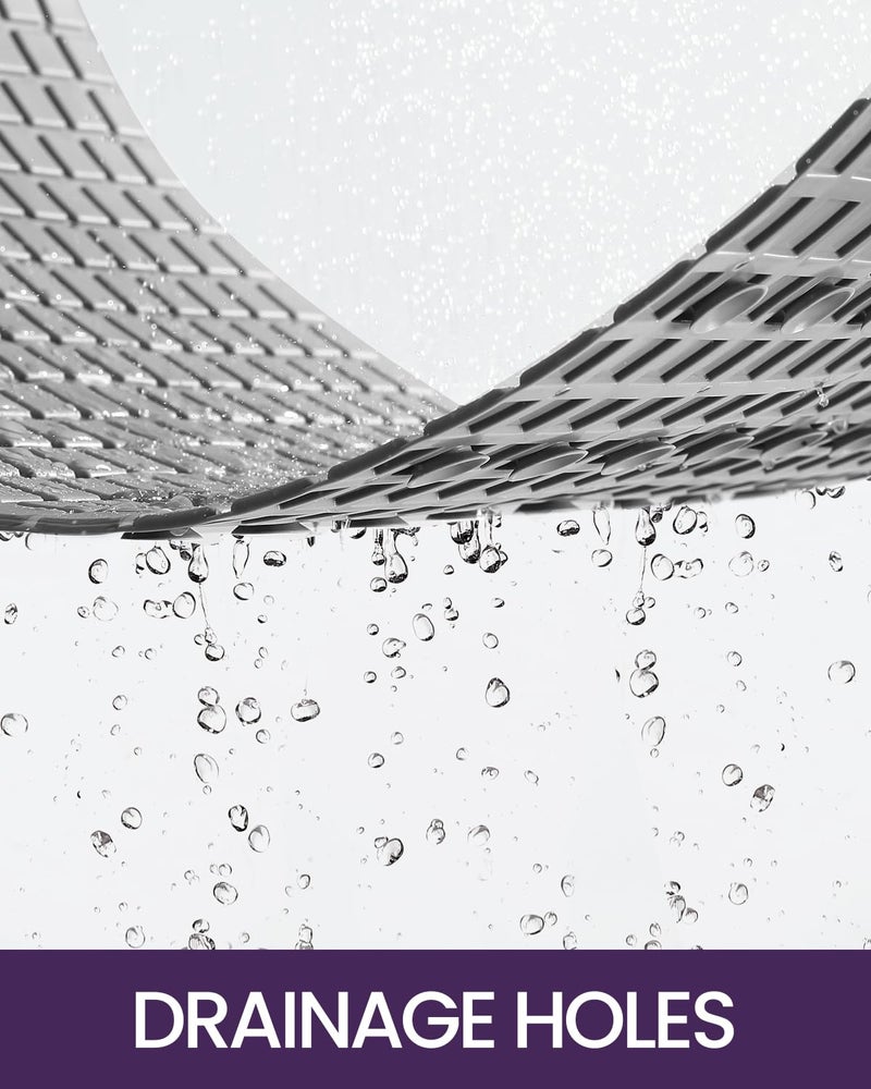 DEXI Bathtub Mat Non Slip  Extra Long 39x16  Suction Cups  Drain Holes  Machine Washable for Tub Shower Floor  Grey - Image 5